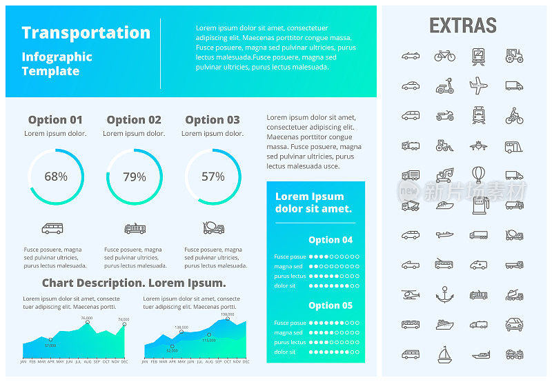 Transportation infographic template and elements